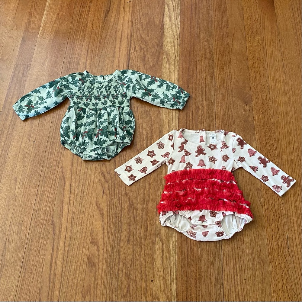 Kate Quinn Smocked and Tulle Baby Holidays Rompers